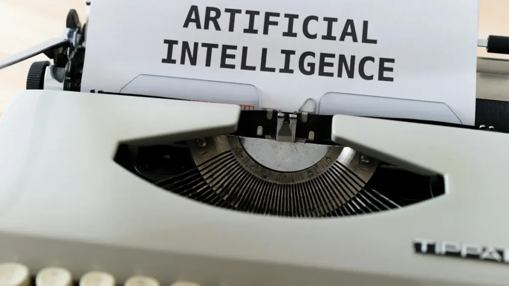 Machine à écrire avec une feuille Artificial Intelligence