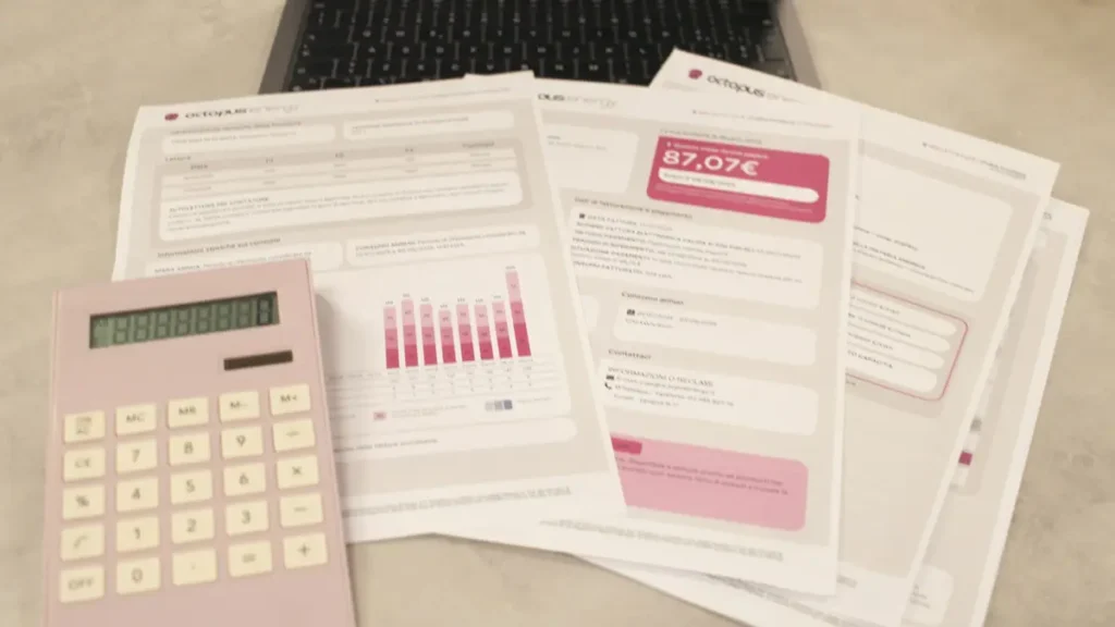 Factures, calculatrice et ordinateur portable sur un bureau