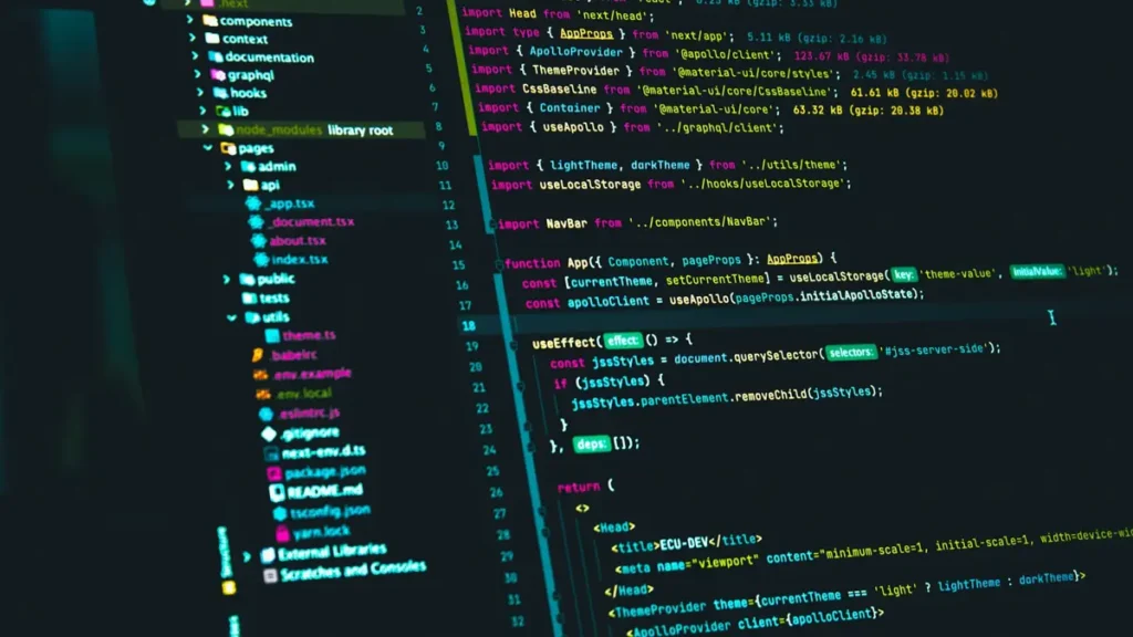 Éditeur de code affiché sur un écran