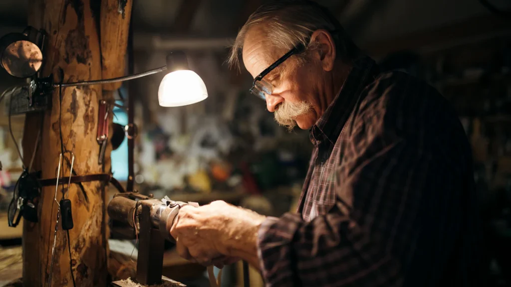 Homme d'âge mûr au travail dans un atelier